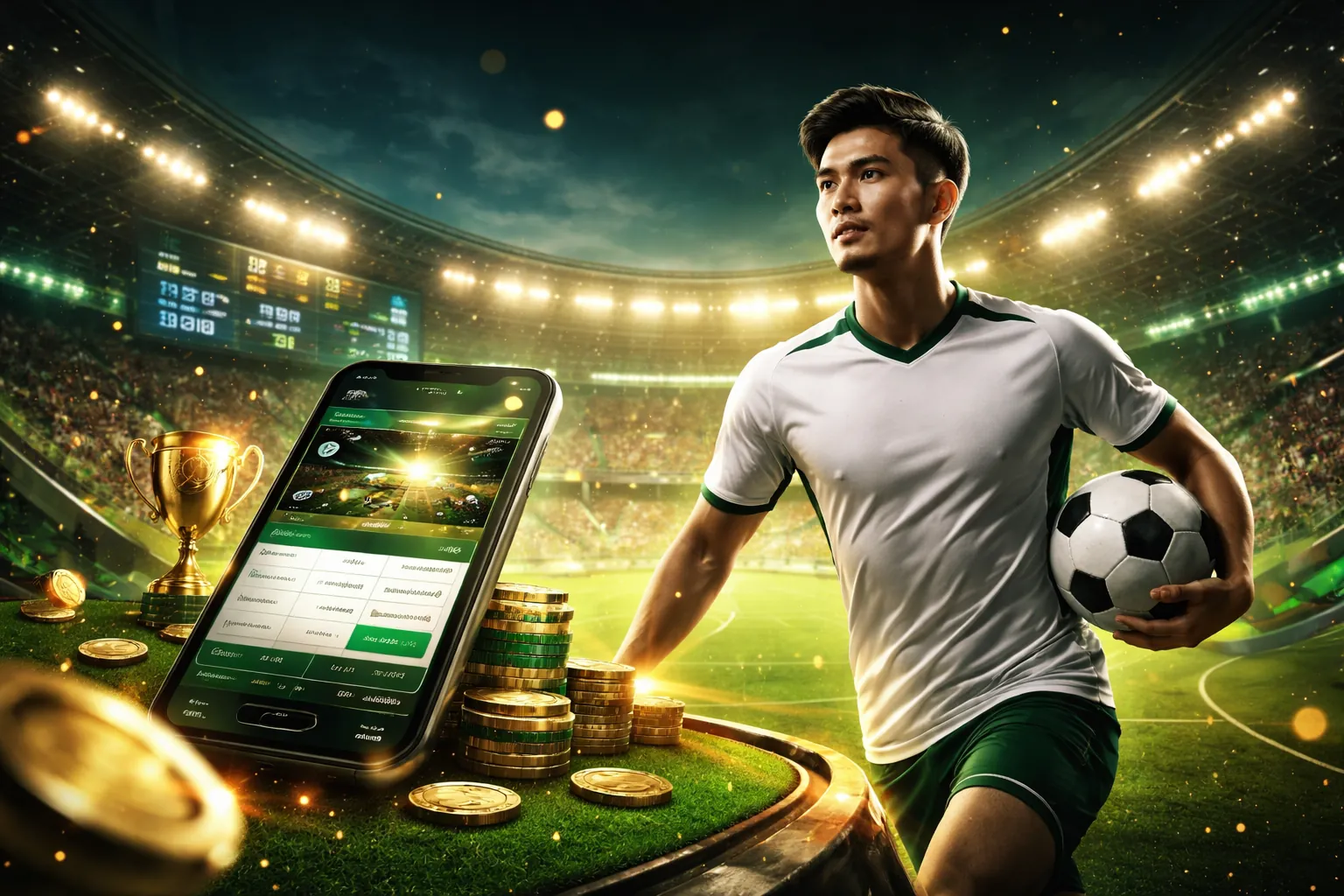 Sân vận động bóng đá với tỷ lệ cược trực tiếp trên ứng dụng Dafabet